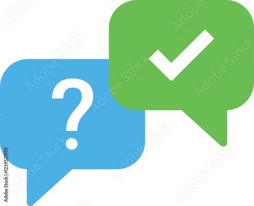 question mark icon in speech bubble with check mark tick icon symbol. faq ask speech bubble icon symbol . help, support, service, communication sign icons