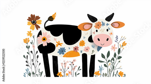 Decorative floral cow illustration for Eid al-Adha celebrations photo