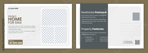 Corporate real estate business postcard design template. EDDM design, flyer cover template