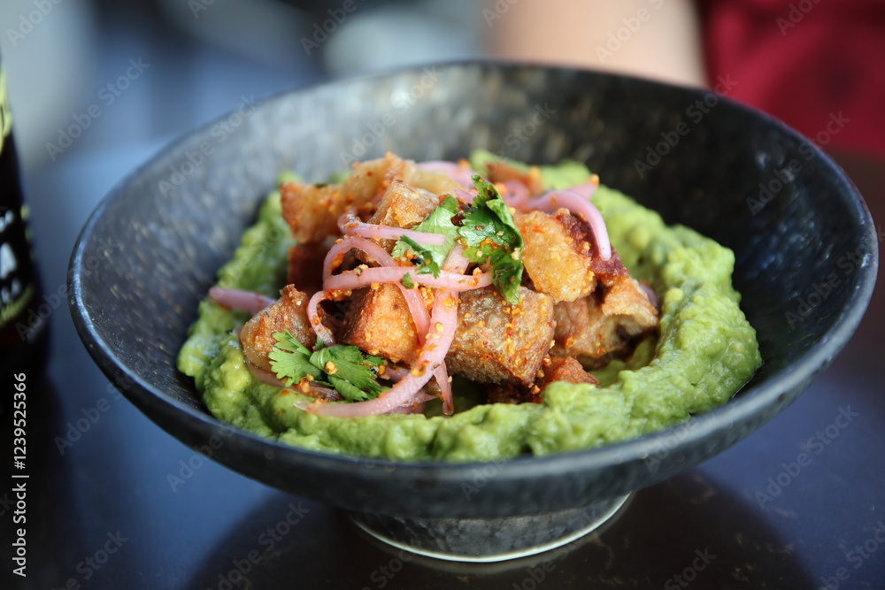 Avocado potatoes at a local restaurant in downtown Columbus, Ohio. Avocado potatoes at a local restaurant in downtown Columbus, Ohio.