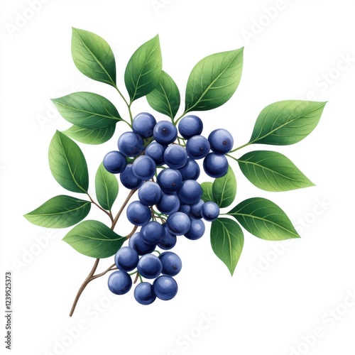 Fresh Grapes Surrounded by Green Leaves on a White Background for Culinary and Artistic Use