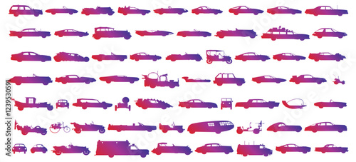Antique vehicle icon collection