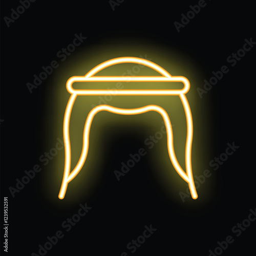 Neon keffiyeh glowing on dark background representing arab culture and tradition