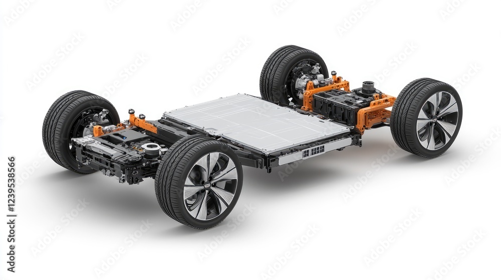 Close-up of a hybrid car's powertrain, showcasing electric and gasoline components. Close-up of a hybrid car's powertrain, showcasing electric and gasoline components.