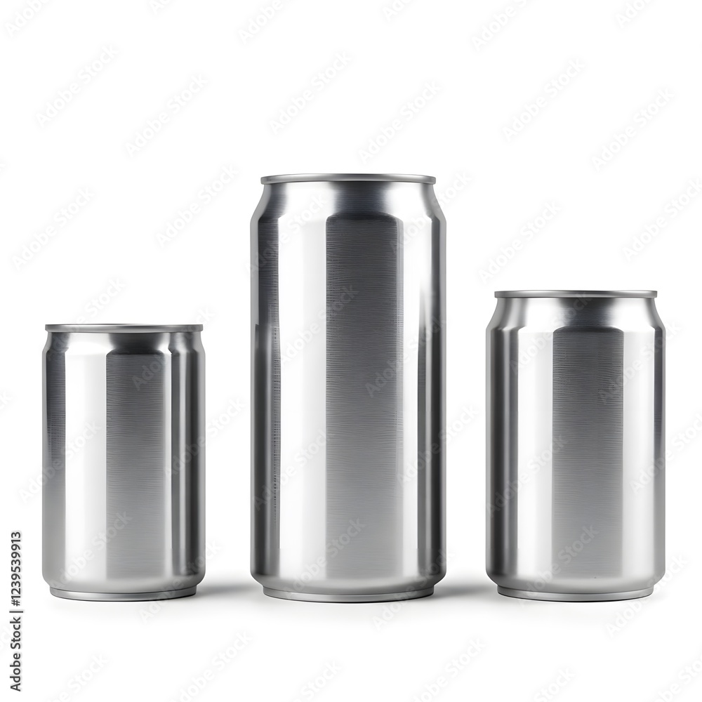 Assorted Empty Cans on White Background text for space Assorted Empty Cans on White Background text for space