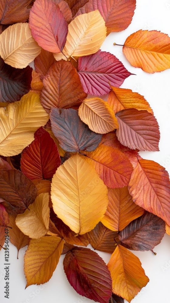 Obraz premium Colorful Autumn Leaves Arrangement on White Background