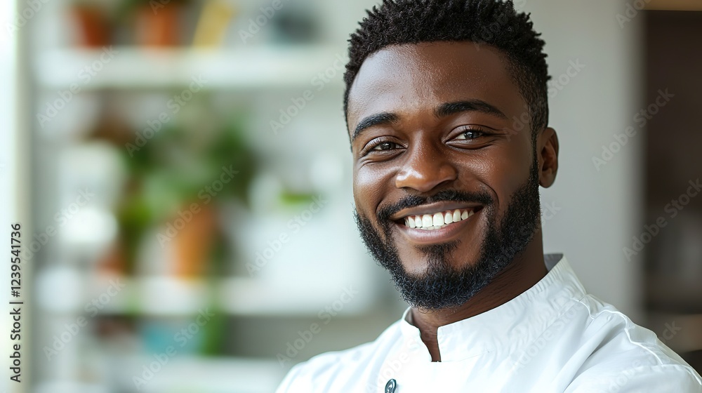 close up face portrait smiling confident African black man 