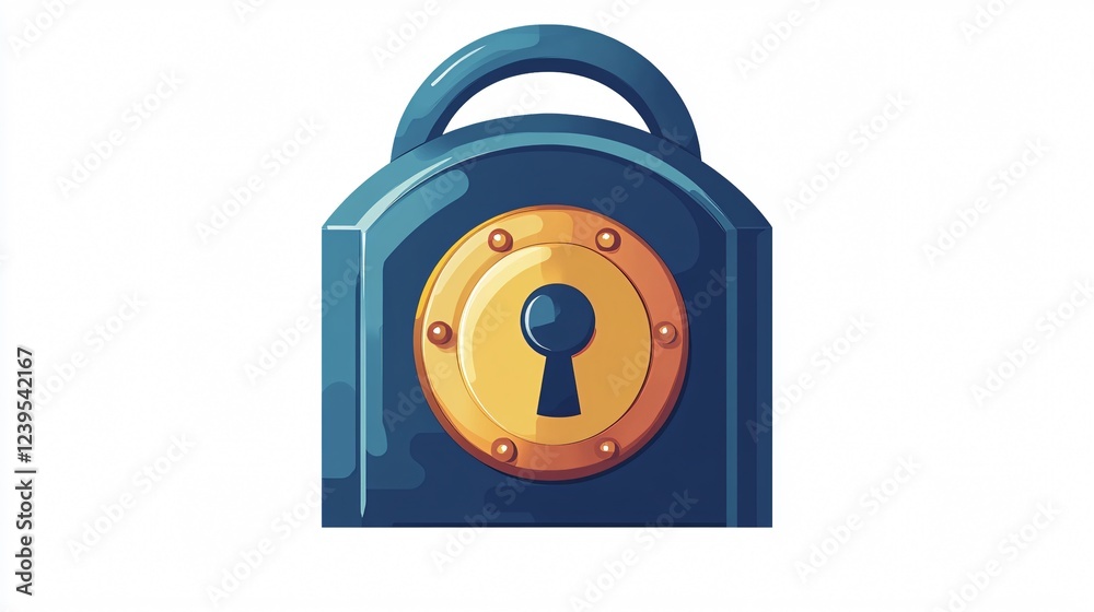 Secured Lock Icon with Key Hole Isolated on White Background - Vector Illustration Secured Lock Icon with Key Hole Isolated on White Background - Vector Illustration