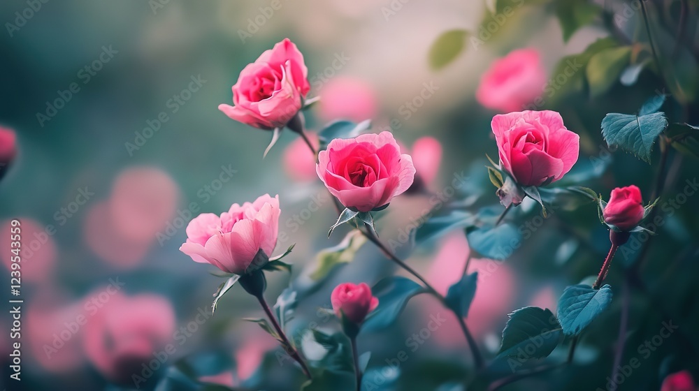 dreamy springtime pink flower field background, soft sunlight peaceful dreamy springtime pink flower field background, soft sunlight peaceful