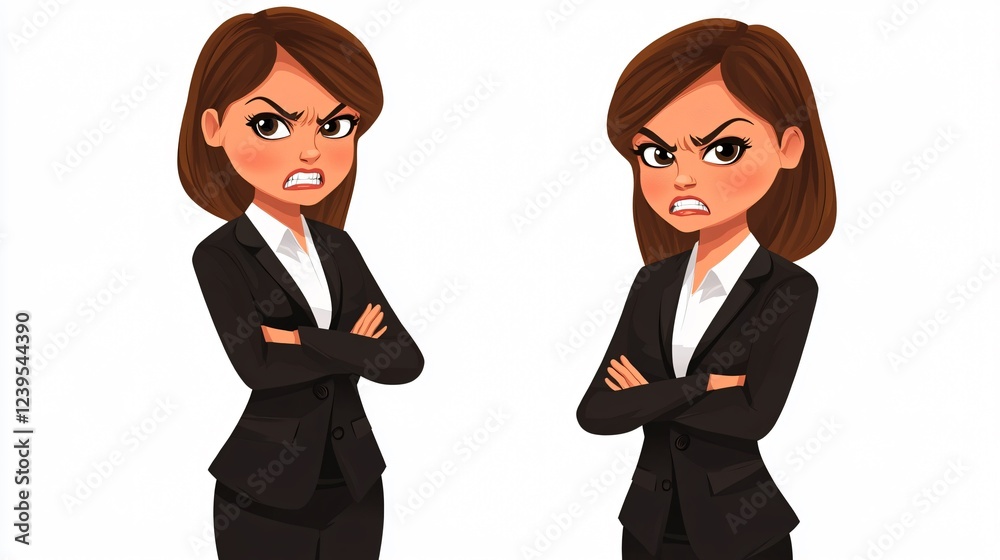 Depiction of an Irate Woman in a Business Setting: Vector Clip Art for Editorial Use Depiction of an Irate Woman in a Business Setting: Vector Clip Art for Editorial Use