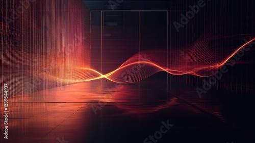 Colorful light waves create a stunning visual display in an art gallery during an exhibition