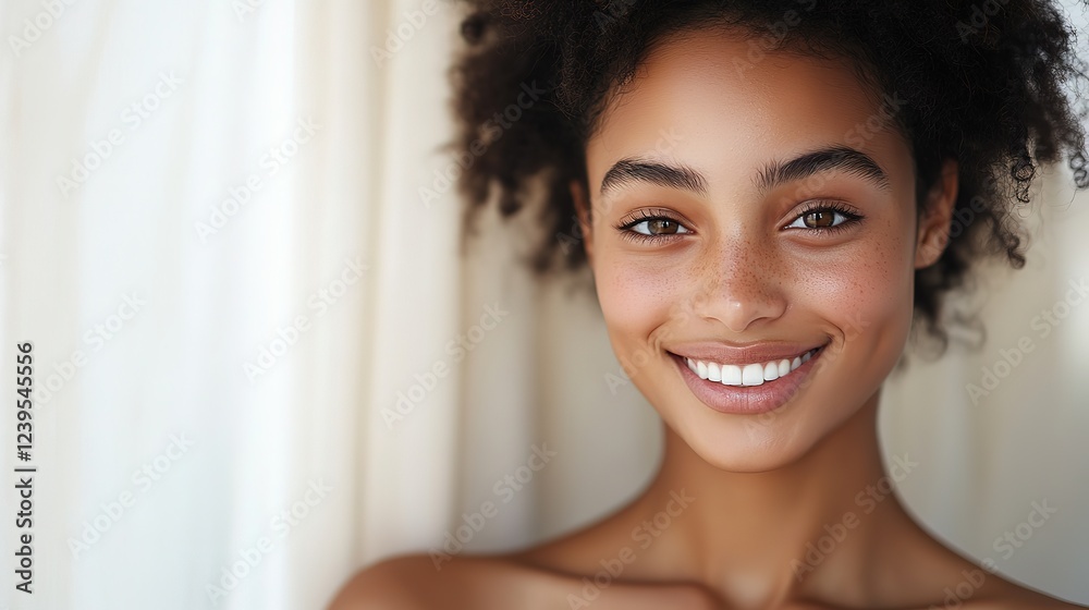 a young beautiful black woman clean skin and no make up smiling confidently a young beautiful black woman clean skin and no make up smiling confidently