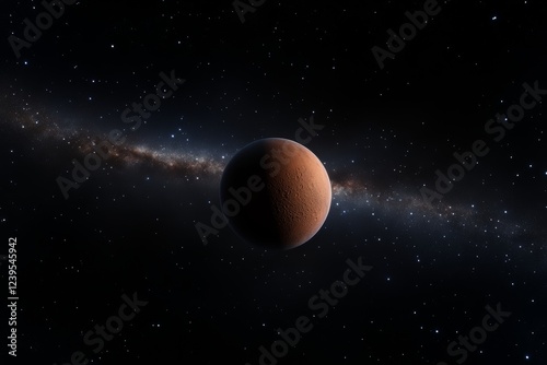 Red planet mars against starry milky way backdrop in deep space photo