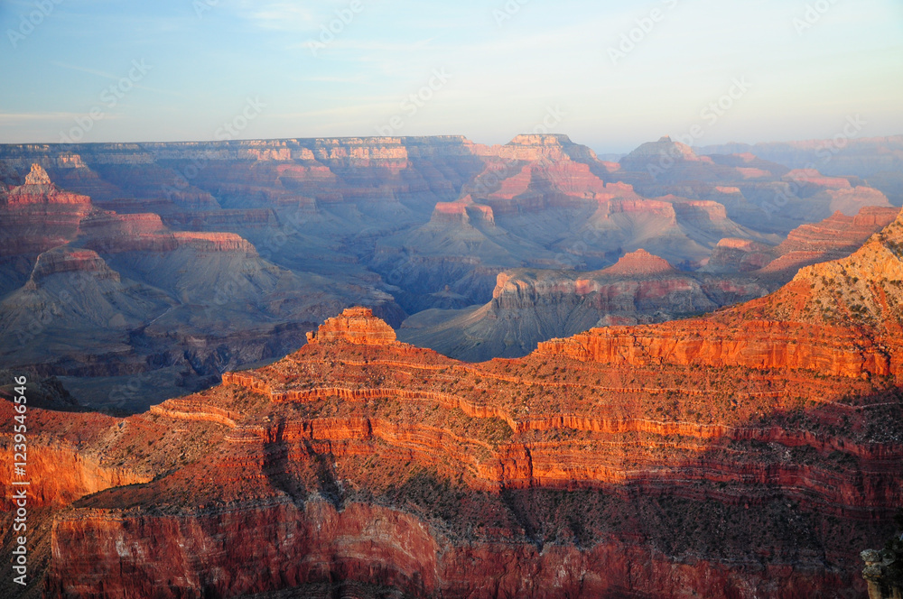 Majestic Grand Canyon views with striking red and orange rock formations Majestic Grand Canyon views with striking red and orange rock formations