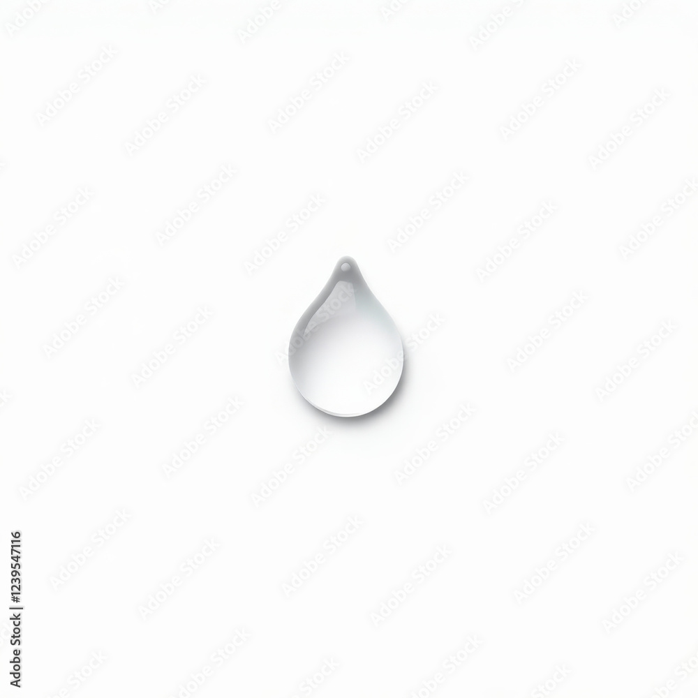 Single Water Droplet on White Background Single Water Droplet on White Background
