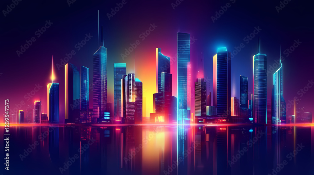 Futuristic cityscape with bold unconventional buildings illuminated by vivid light. Unconventional Perspectives. Illustration Futuristic cityscape with bold unconventional buildings illuminated by vivid light. Unconventional Perspectives. Illustration