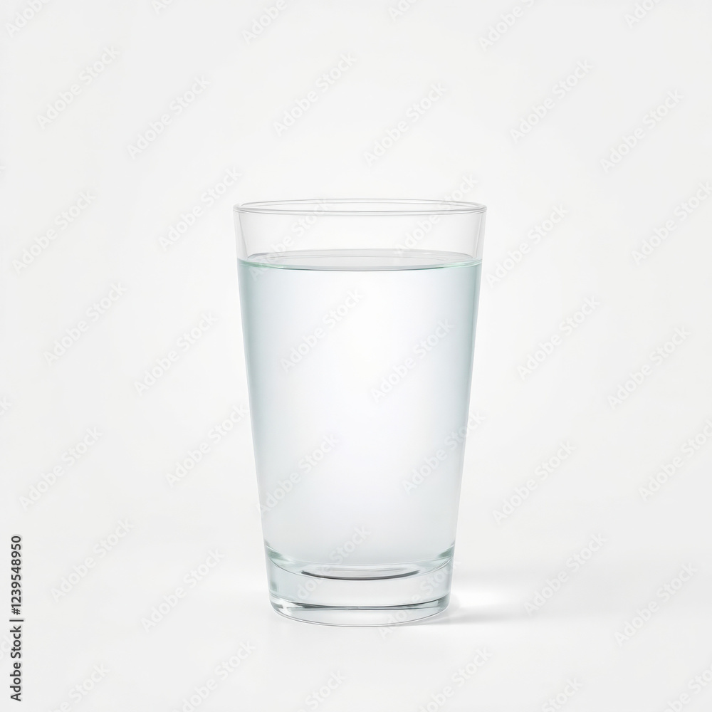 Crystal Clear Hydration, A clean Glass of water on white Background Crystal Clear Hydration, A clean Glass of water on white Background