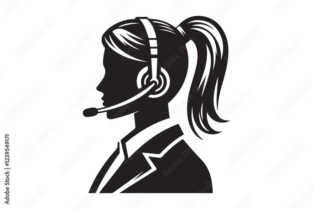 call center agent in profile view silhouette logo call center agent in profile view silhouette logo