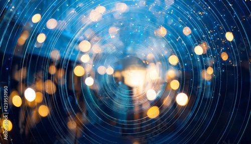 abstract glow christmas blue gold circular bokeh history