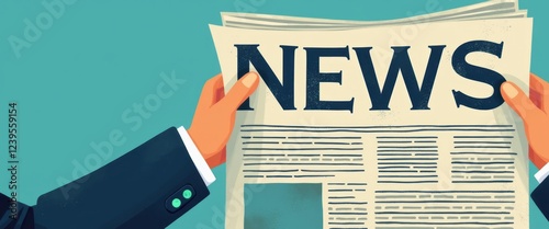 A pair of hands, one clad in a formal suit, holds a newspaper prominently displaying the word NEWS in striking letters. This image captures the essence of information sharing and the importance of