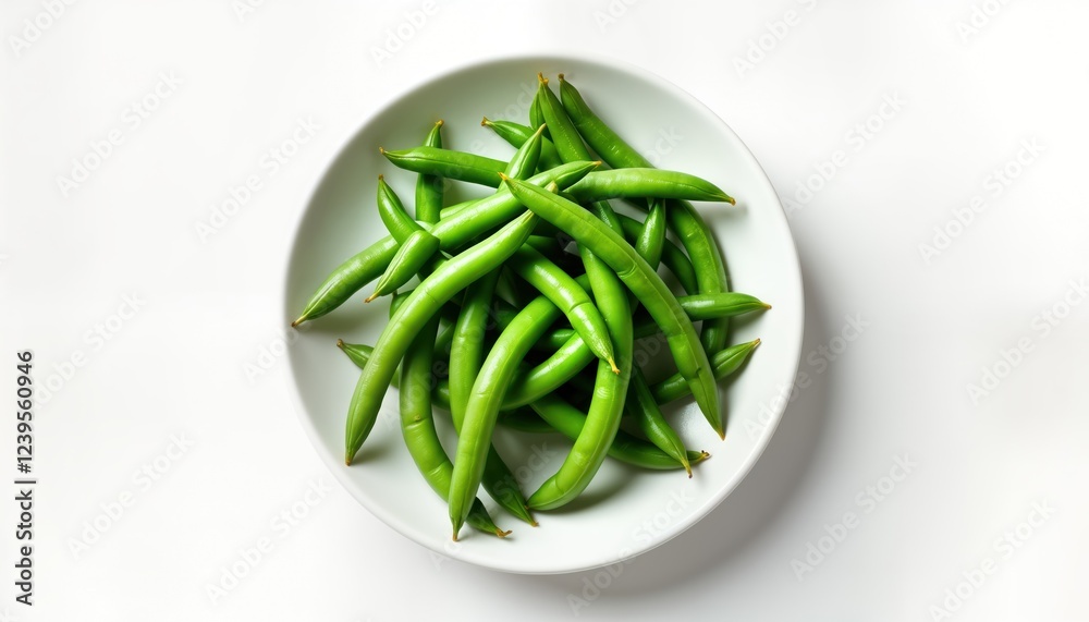 Fresh green beans in white bowl against plain background. Healthy, delicious. Raw vegetable ready for cooking. Fresh produce. Natural ingredient for vegan, vegetarian meals. Simple, nutritious. Fresh green beans in white bowl against plain background. Healthy, delicious. Raw vegetable ready for cooking. Fresh produce. Natural ingredient for vegan, vegetarian meals. Simple, nutritious.