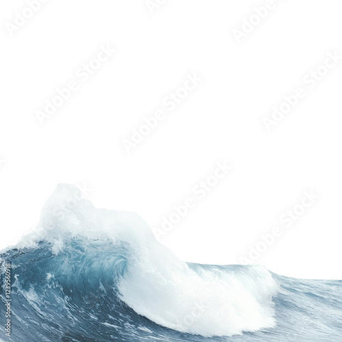 Dynamic ocean wave crashing against the shore, displaying the power and beauty of nature.