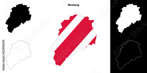 Mustang district blank outline map set