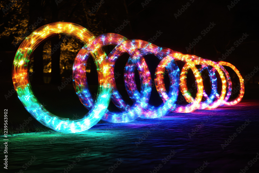 Vibrant Light Rings Illuminating the Night Vibrant Light Rings Illuminating the Night