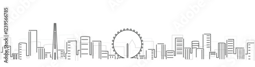 Singapore Simple Dark Lines Skyline on White Background