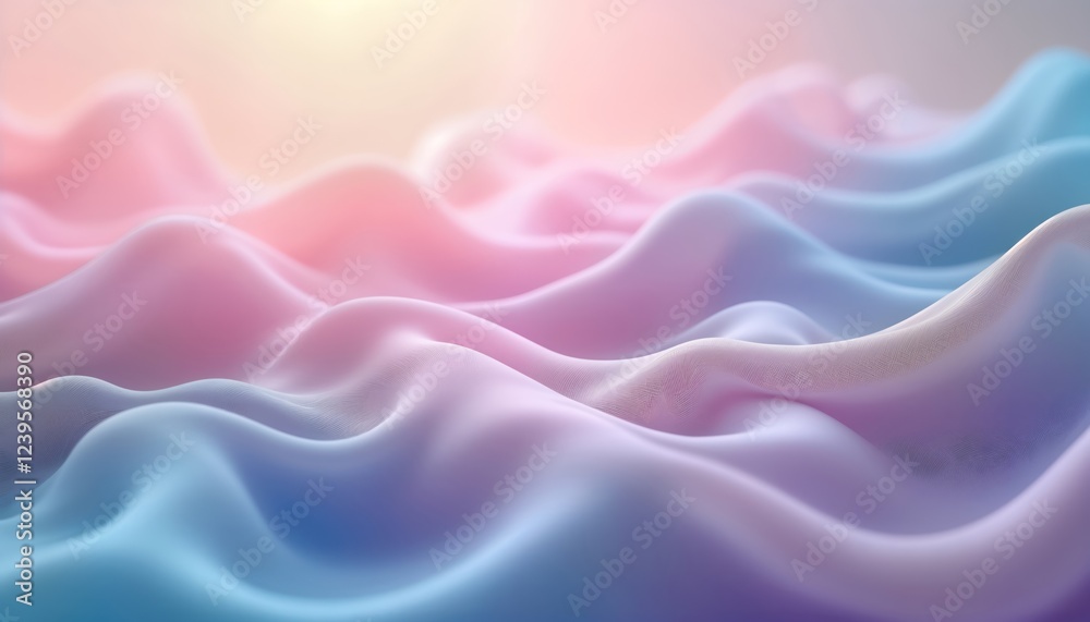 Abstract ethereal background featuring soft pastel waves mimicking water flow. Gentle blend of light pink lavender, baby blue creates tranquil underwater dreamscape. Smooth flowing curves evoke Abstract ethereal background featuring soft pastel waves mimicking water flow. Gentle blend of light pink lavender, baby blue creates tranquil underwater dreamscape. Smooth flowing curves evoke