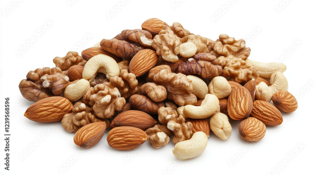 Assorted Mixed Nuts on White Background Assorted Mixed Nuts on White Background