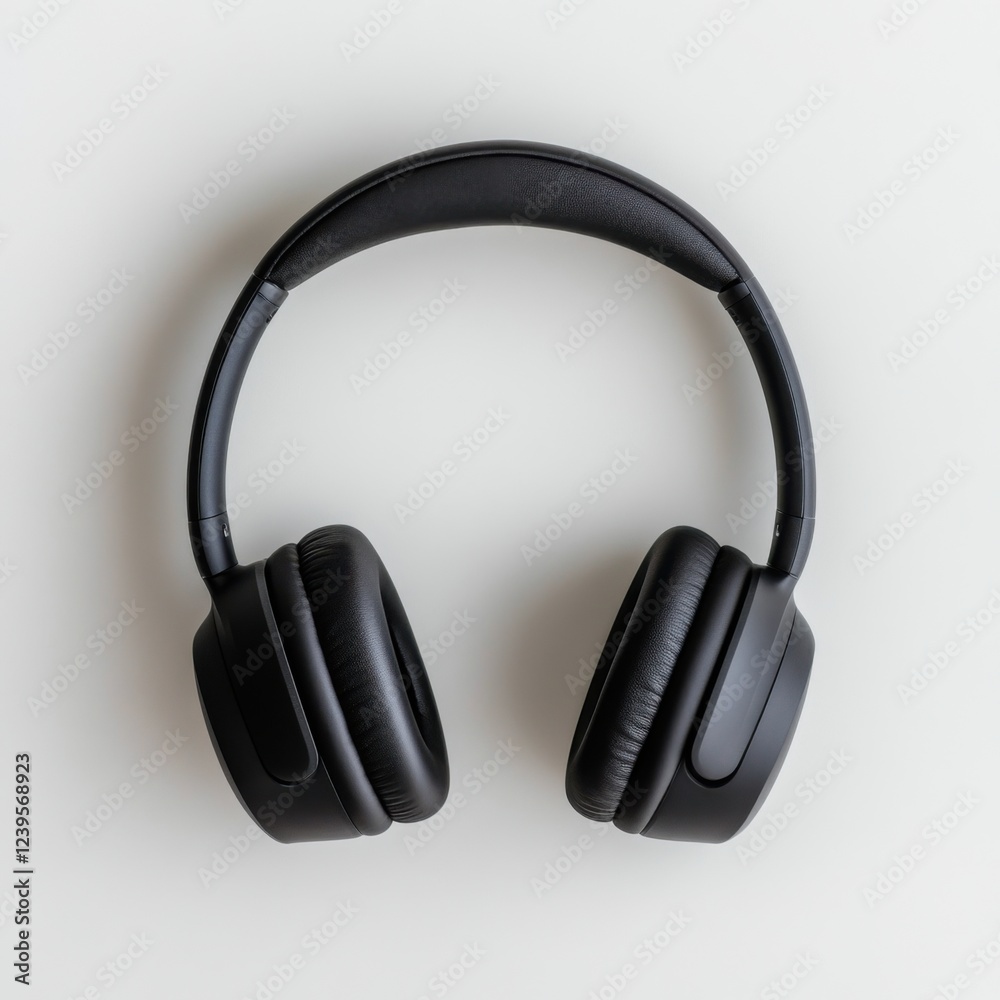 Black Wireless Headphones on Light Background, Modern Design for Music, Gaming, and Personal Use Black Wireless Headphones on Light Background, Modern Design for Music, Gaming, and Personal Use