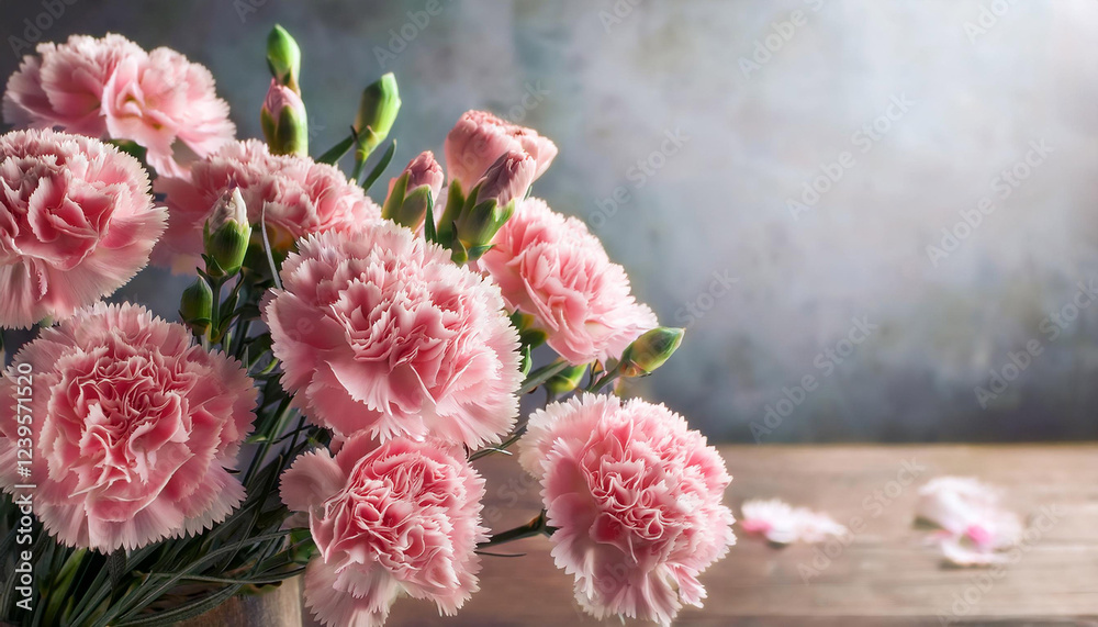Fototapeta premium pink carnations floral historical past