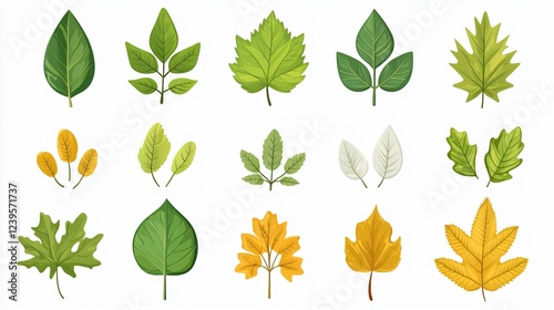 Vector Illustration of a Single Green Leaf on a White Background photo