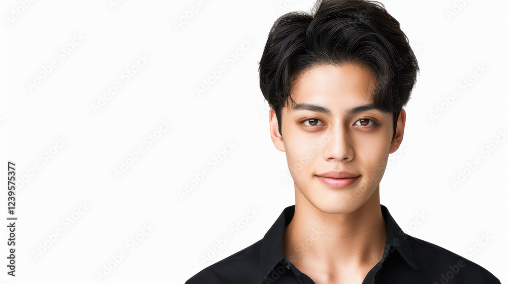A stylish young man with glasses exudes charm in this portrait set against a pure white backdrop. Ideal for diverse uses. A stylish young man with glasses exudes charm in this portrait set against a pure white backdrop. Ideal for diverse uses.