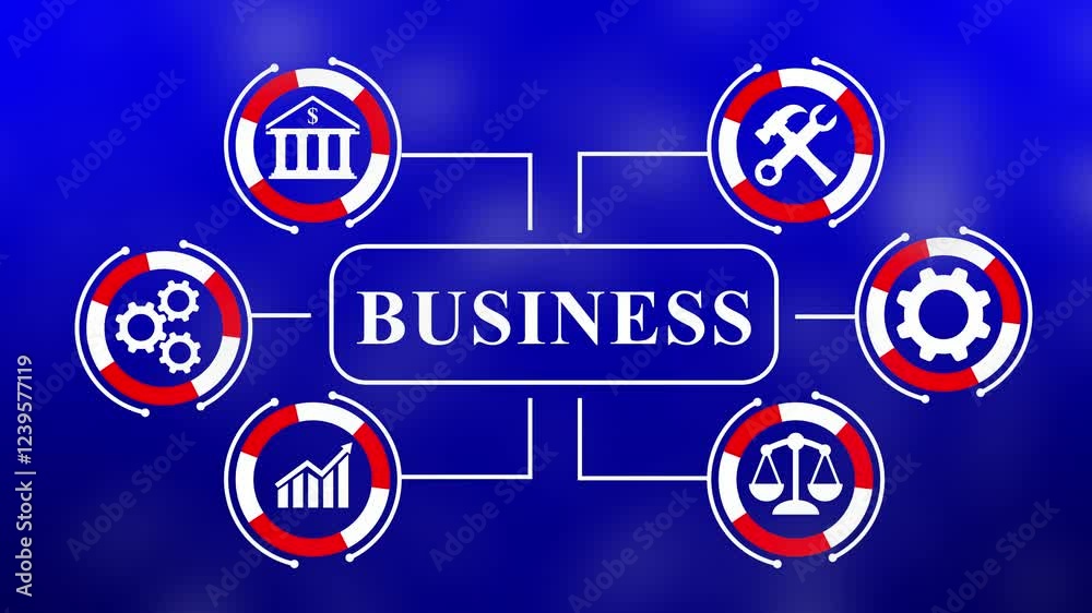 Business marketing strategy model concept animation. Business, Technology, Internet and network concept.