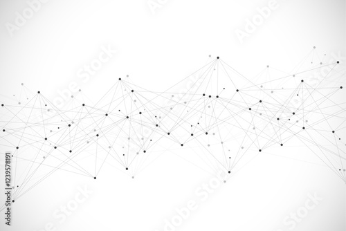 Global network connection concept. Big data visualization. Social network communication in the global computer networks. Internet technology. Business. Science. Vector illustration