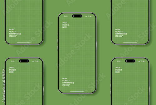 Realistic smartphone mockup. Mobile phone vector with isolated on white background. Device front view. 3D mobile phone with shadow. Realistic, high quality smart phone mockup for ui ux presentation.