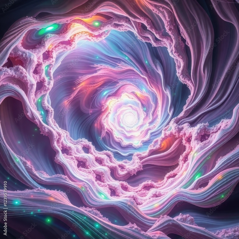 Obraz premium Swirling cosmic hues dance in a mesmerizing spiral formation during a dusk of vibrant creativity