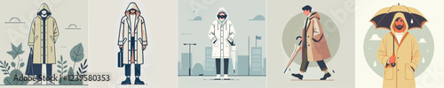vector image of a man wearing a raincoat