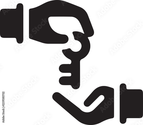 An illustration of a hand handing over a key