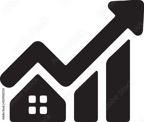 An illustration of a house with a rising graph heading upwards