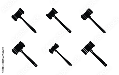 Simple Black and White Gavel Icons