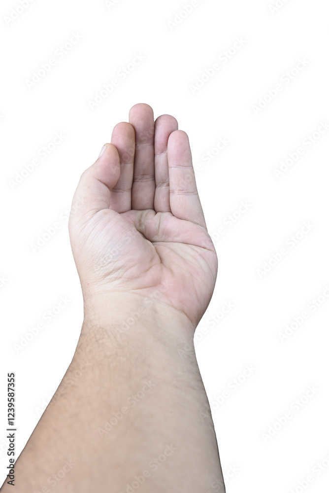 Isolated hand reaching upward against a pure black background for conceptual designs Isolated hand reaching upward against a pure black background for conceptual designs