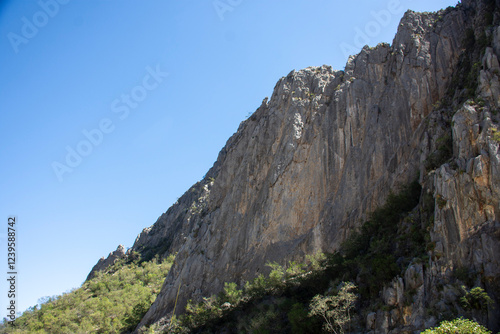 View of the Rocky Mountains in Potrero Chico Park in Monterrey Nuevo León, Mexico