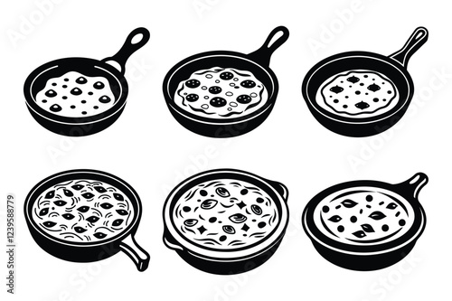 Frittata sets icon vector on White Background ,Vector Art Illustration on white background.