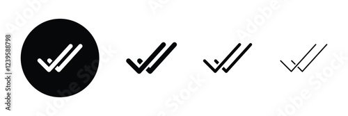 Set of double check icon collection. confirmation, approval, success symbol. Vector Illustration.