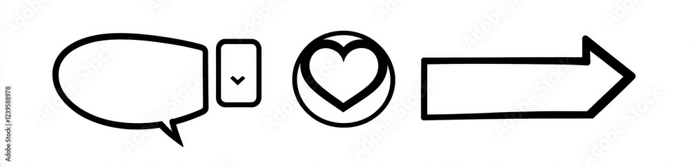 Icons for share, save, like, and comment Modern EPS 10 Icons for share, save, like, and comment Modern EPS 10