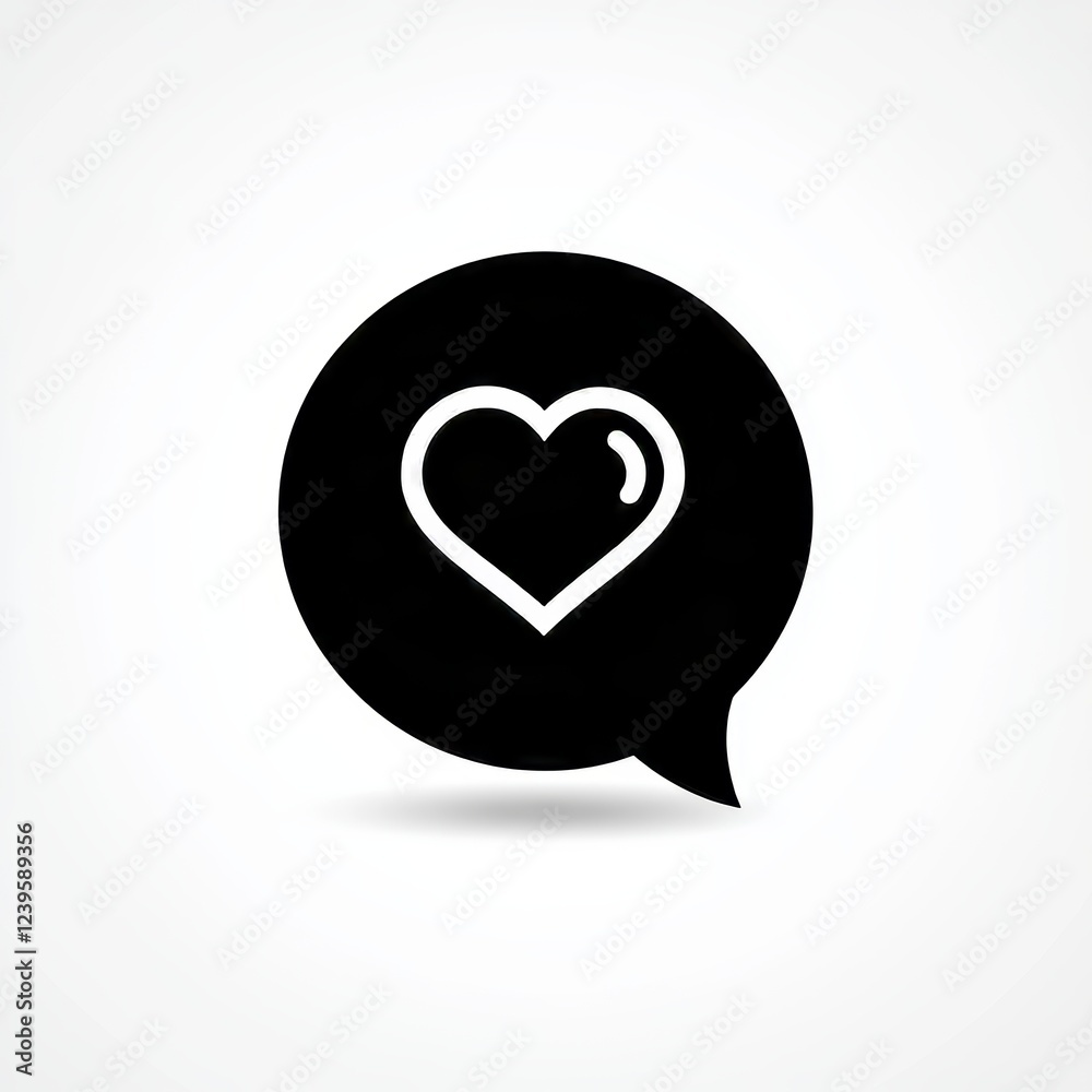 Design of a modern love chat symbol, displaying a heart within a bubble on an isolated background. Symbolizes the speech bubble concept Design of a modern love chat symbol, displaying a heart within a bubble on an isolated background. Symbolizes the speech bubble concept