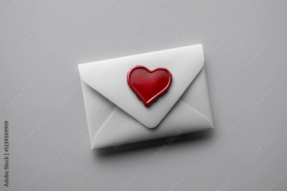 An envelope sealed with a red heart wax stamp, symbolizing love and affection for Valentine's Day or special occasions An envelope sealed with a red heart wax stamp, symbolizing love and affection for Valentine's Day or special occasions